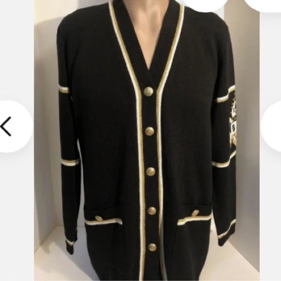 St. John Collection Black and Gold Cardigan Jacket - Picture 1 of 7